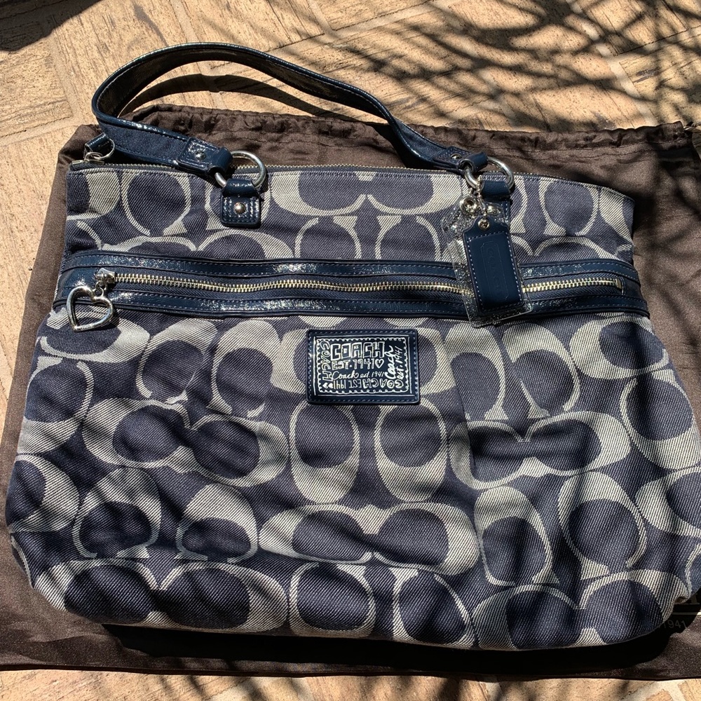 Authentic Coach poppy denim signature tote